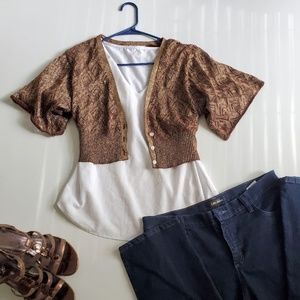 Pout Brown Short Sleeve Sweater